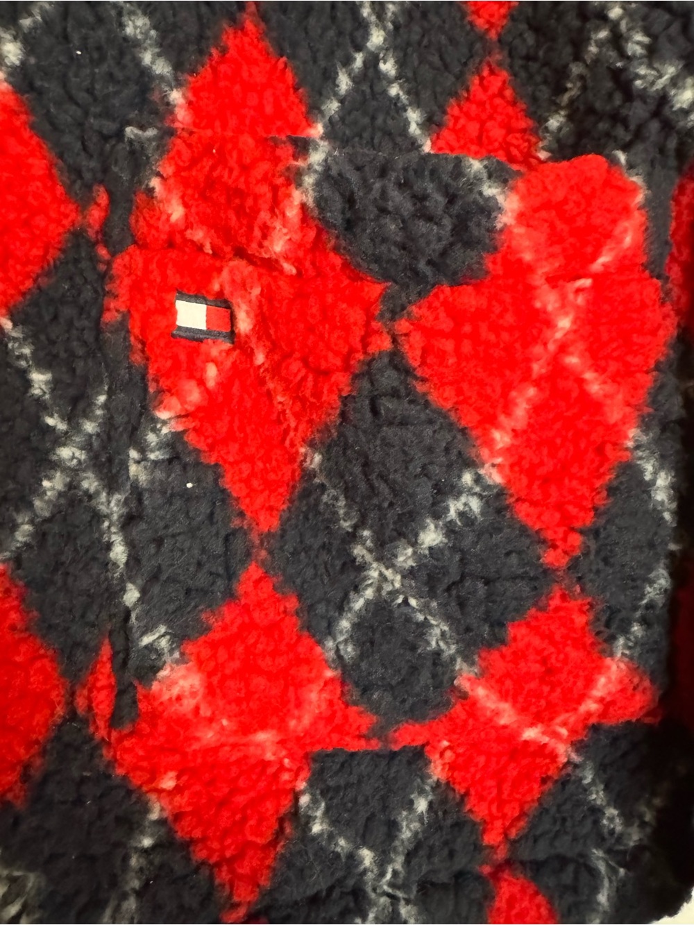 Tommy Hilfiger Red and Black Argyle Button Cardigan - Picture 2 of 8
